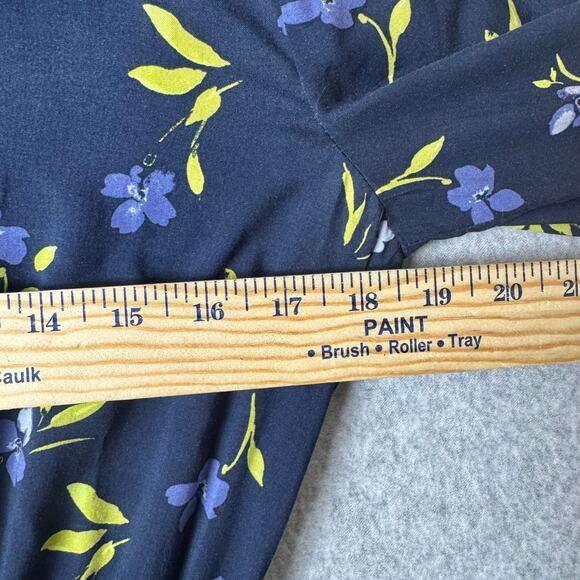 NWT Loft Floral Dress Womens XS Ruffle Flutter Knee Length Navy Romantic Pretty - Picture 8 of 13